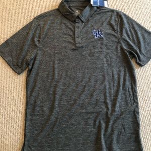 Mens charcoal gray polo shirt with UK embroidery size Large. New with tags